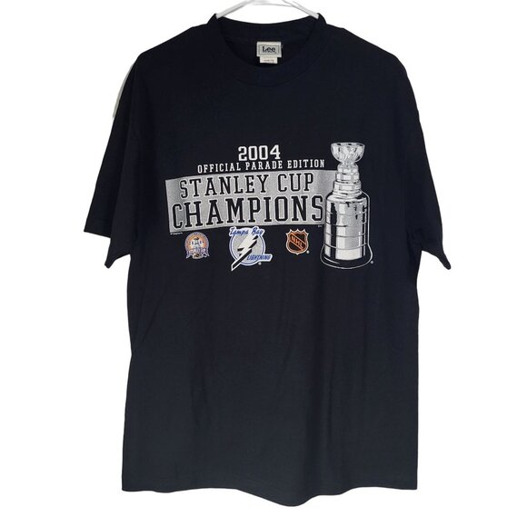 2004 Lee Sport Tampa Bay Lightning Stanley Cup Champions Shirt SZ L Parade Ed - Picture 2 of 10